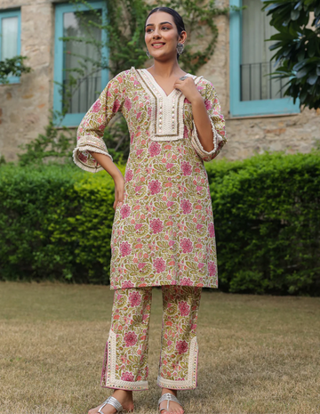 Boho Printed Co-ord Set - Cream