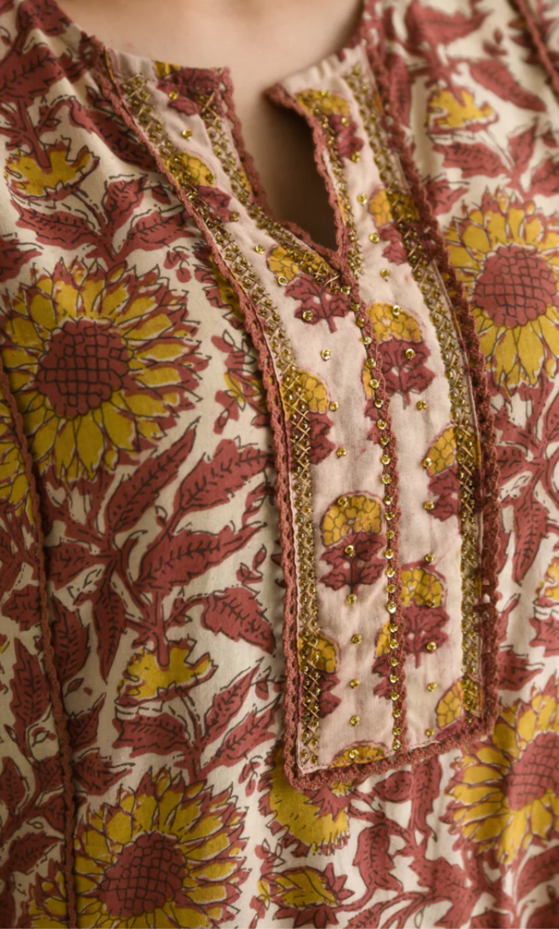 Vintage Bloom Block Print Kurta Set