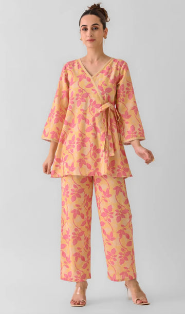 Yellow Angrakha Co-ord Set