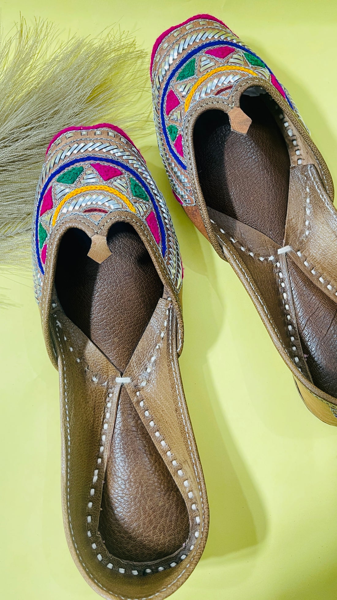 Vibrant Multicolor Mukaish Work Juttis
