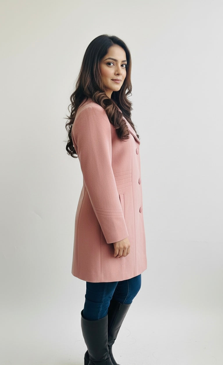 Classic Blush Winter Overcoat for Women