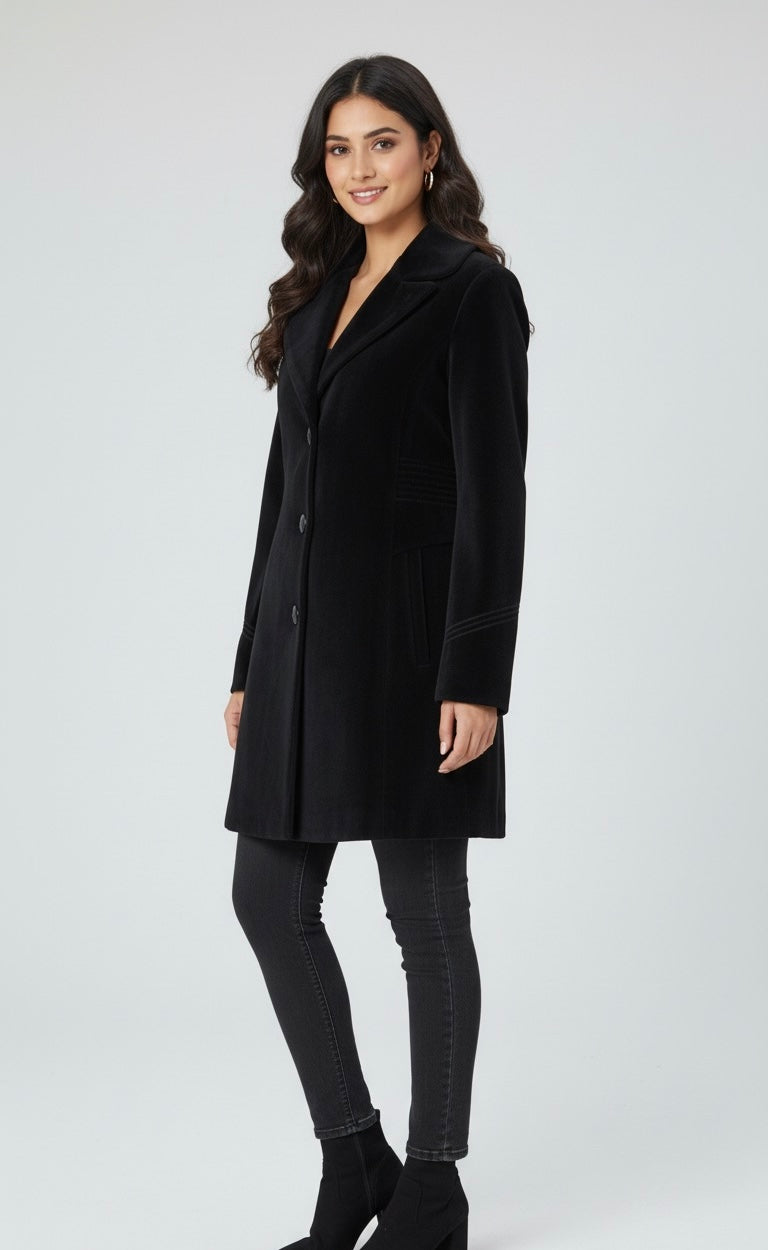 Noir Classic Overcoat ~ Timeless Elegance in Black