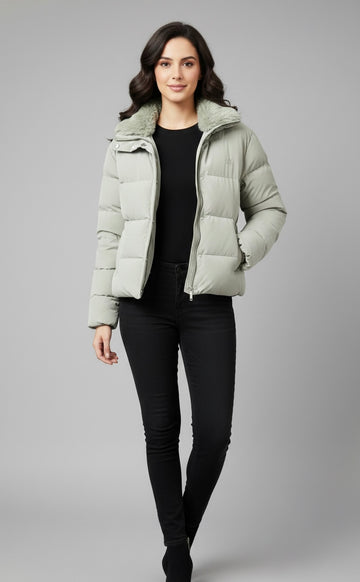 Soft Pista Puffer Jacket with Fur Collar