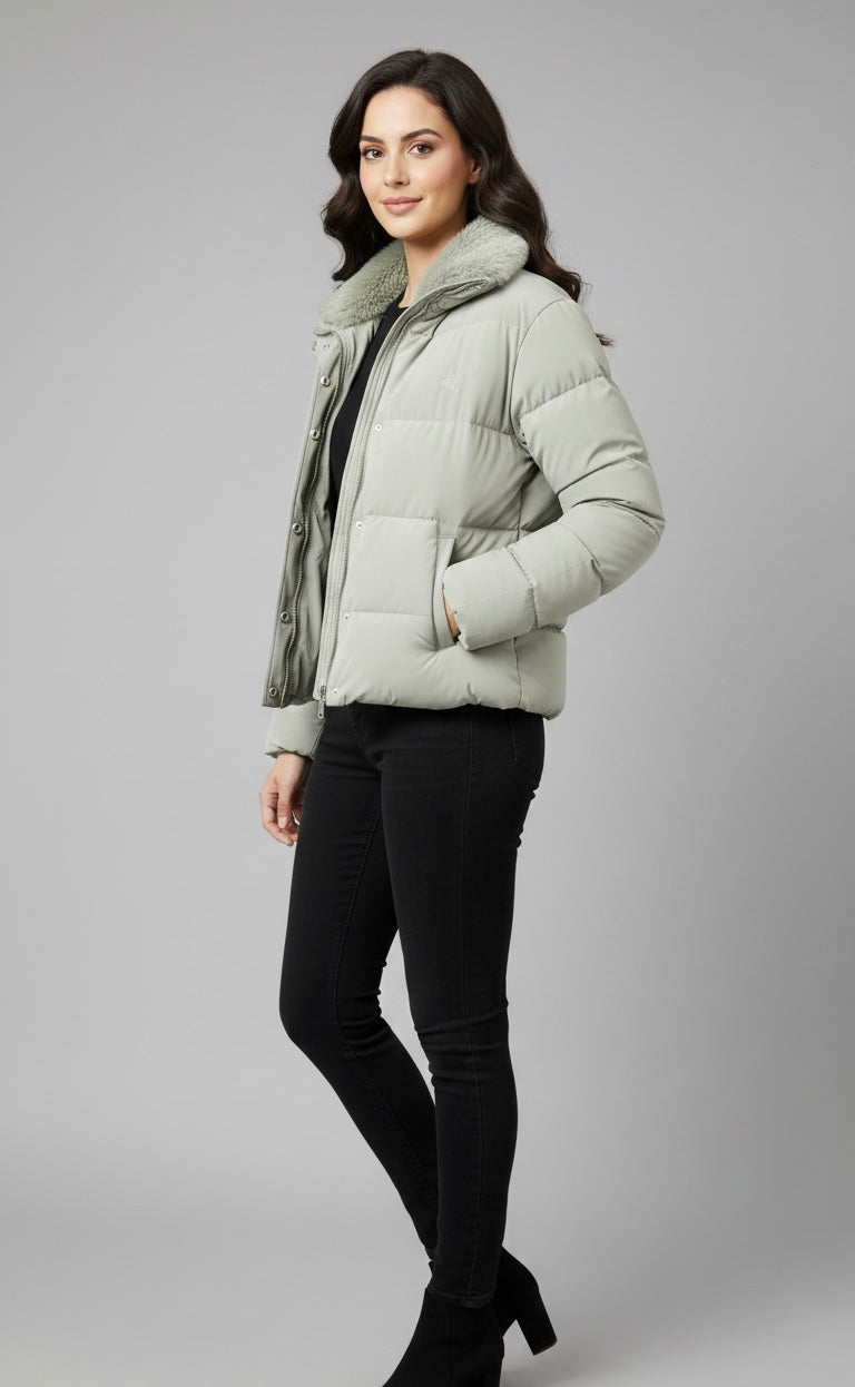 Soft Pista Puffer Jacket with Fur Collar