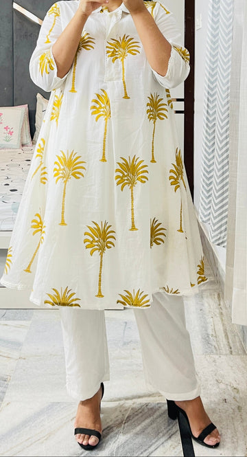 Tropical Charm White Kurta Set