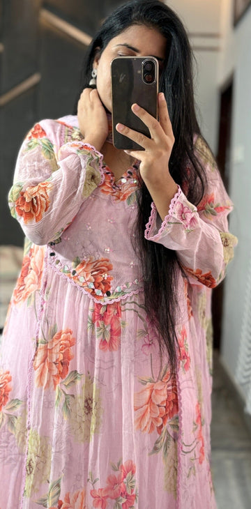 Baby Pink Georgette Kurta Set