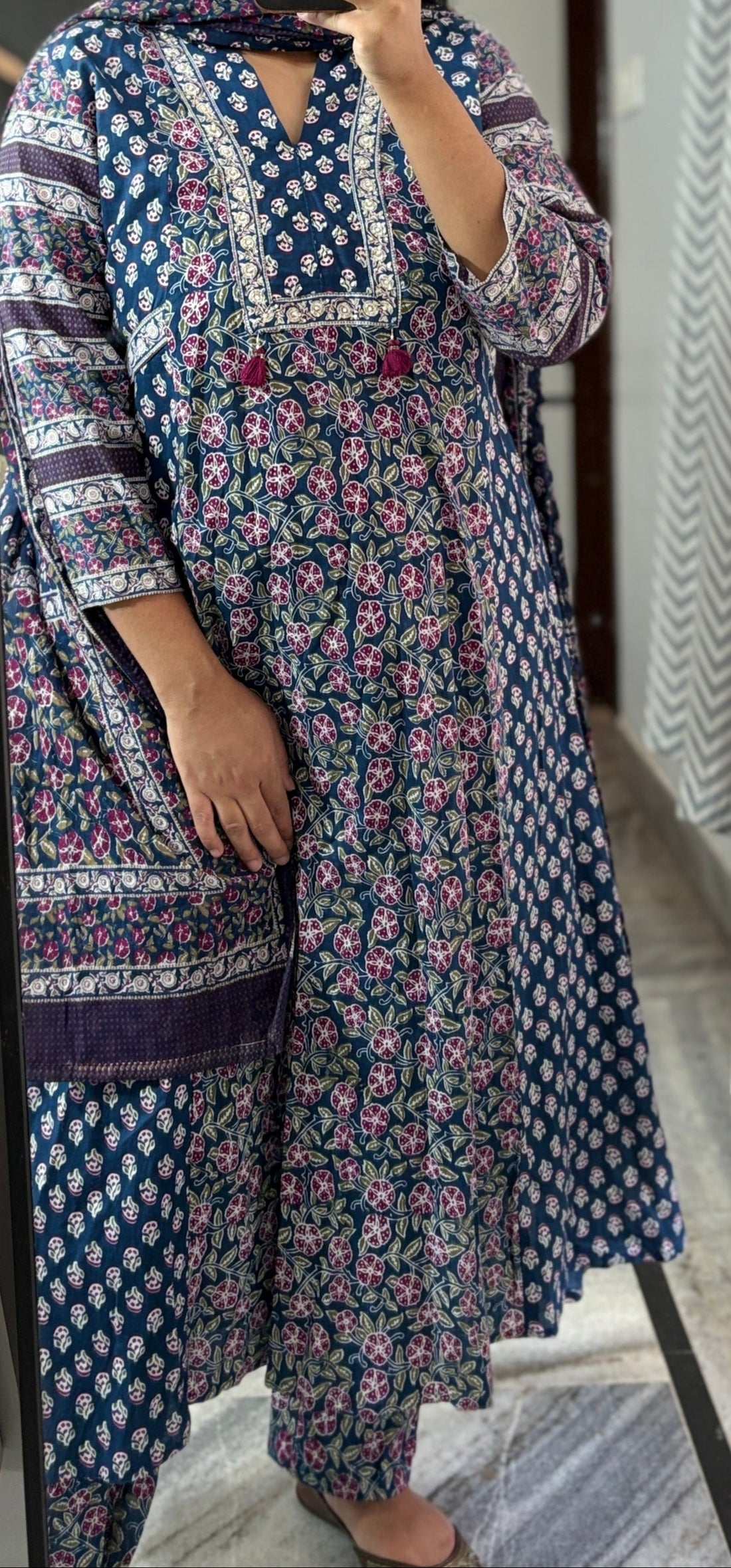 Timeless Cotton Anarkali in Handcrafted Prints
